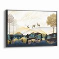Modern Landscape Abstract - Deer and Vibrant Hills Wall Art