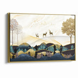 Modern Landscape Abstract - Deer and Vibrant Hills Wall Art