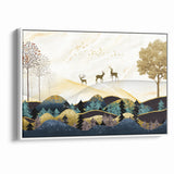 Modern Landscape Abstract - Deer and Vibrant Hills Wall Art