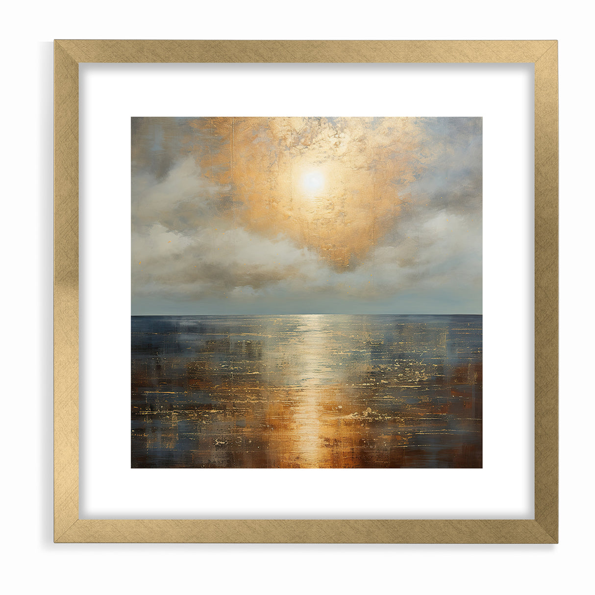 Abstract Nature Prints - Golden Sunset Over Calm Sea Wall Art