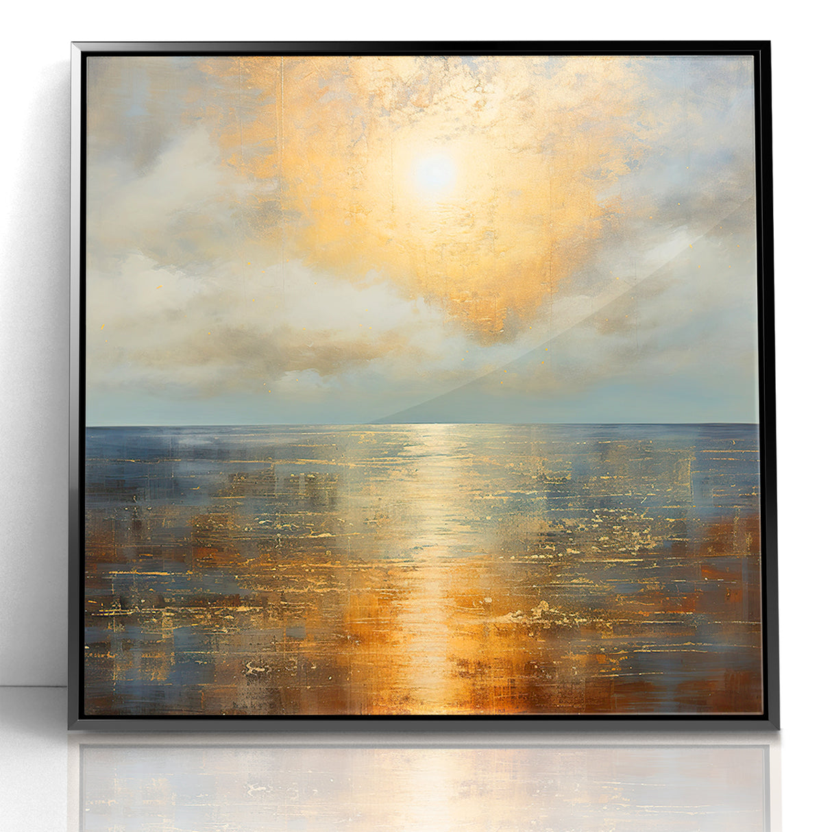 Abstract Nature Prints - Golden Sunset Over Calm Sea Wall Art