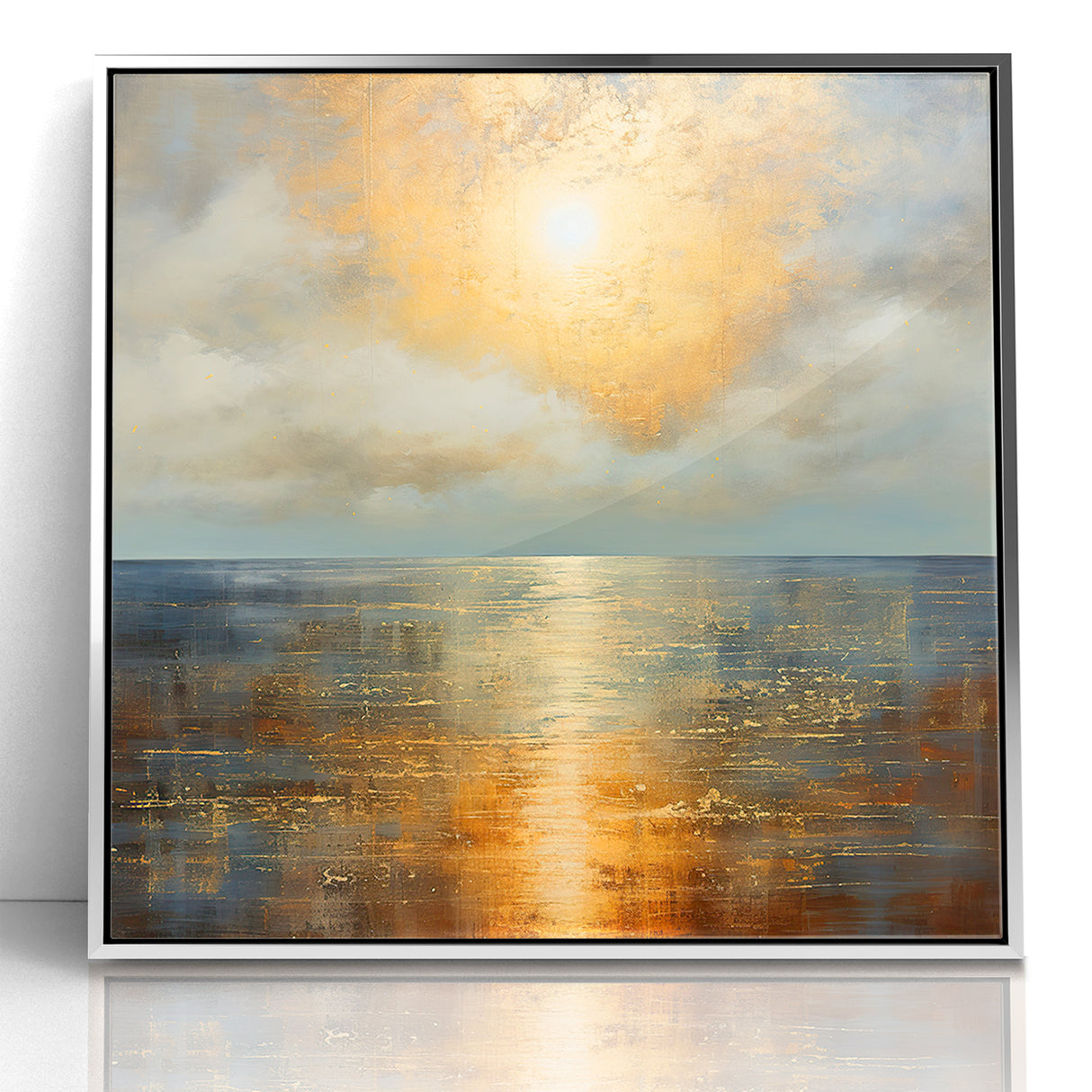 Abstract Nature Prints - Golden Sunset Over Calm Sea Wall Art