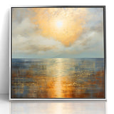 Abstract Nature Prints - Golden Sunset Over Calm Sea Wall Art