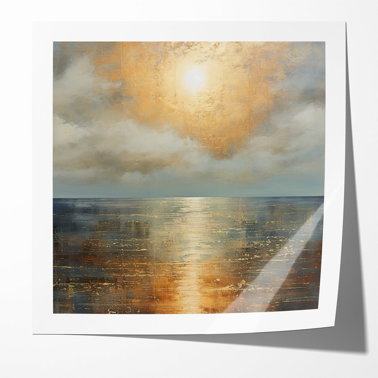 Abstract Nature Prints - Golden Sunset Over Calm Sea Wall Art