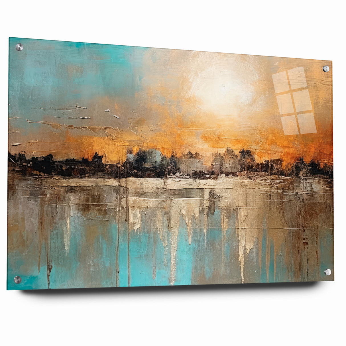Modern Landscape Abstract - Vibrant Sunset Over Textured Cityscape Wall Art