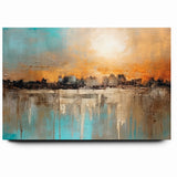 Modern Landscape Abstract - Vibrant Sunset Over Textured Cityscape Wall Art