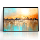 Modern Landscape Abstract - Vibrant Sunset Over Textured Cityscape Wall Art