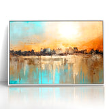 Modern Landscape Abstract - Vibrant Sunset Over Textured Cityscape Wall Art