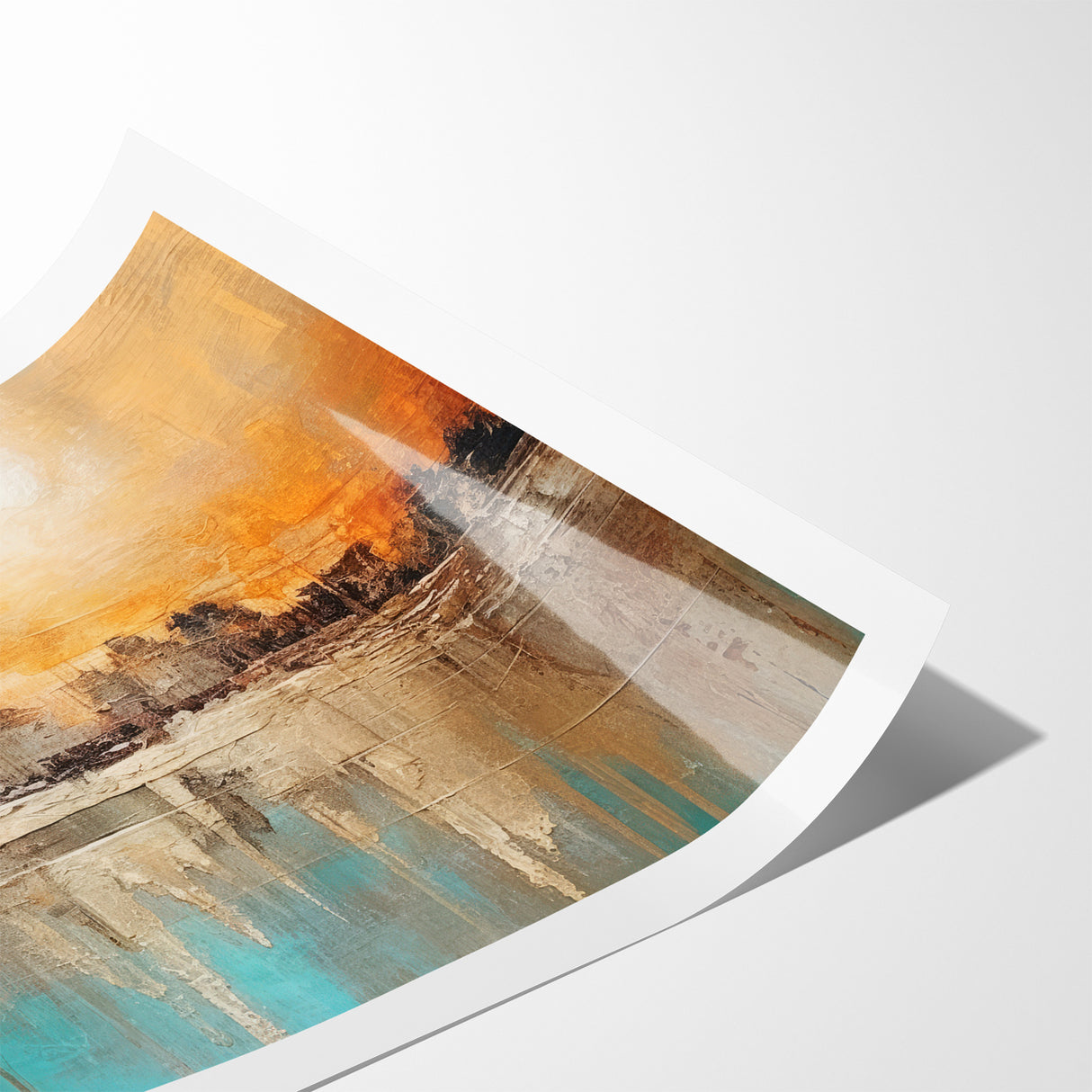 Modern Landscape Abstract - Vibrant Sunset Over Textured Cityscape Wall Art