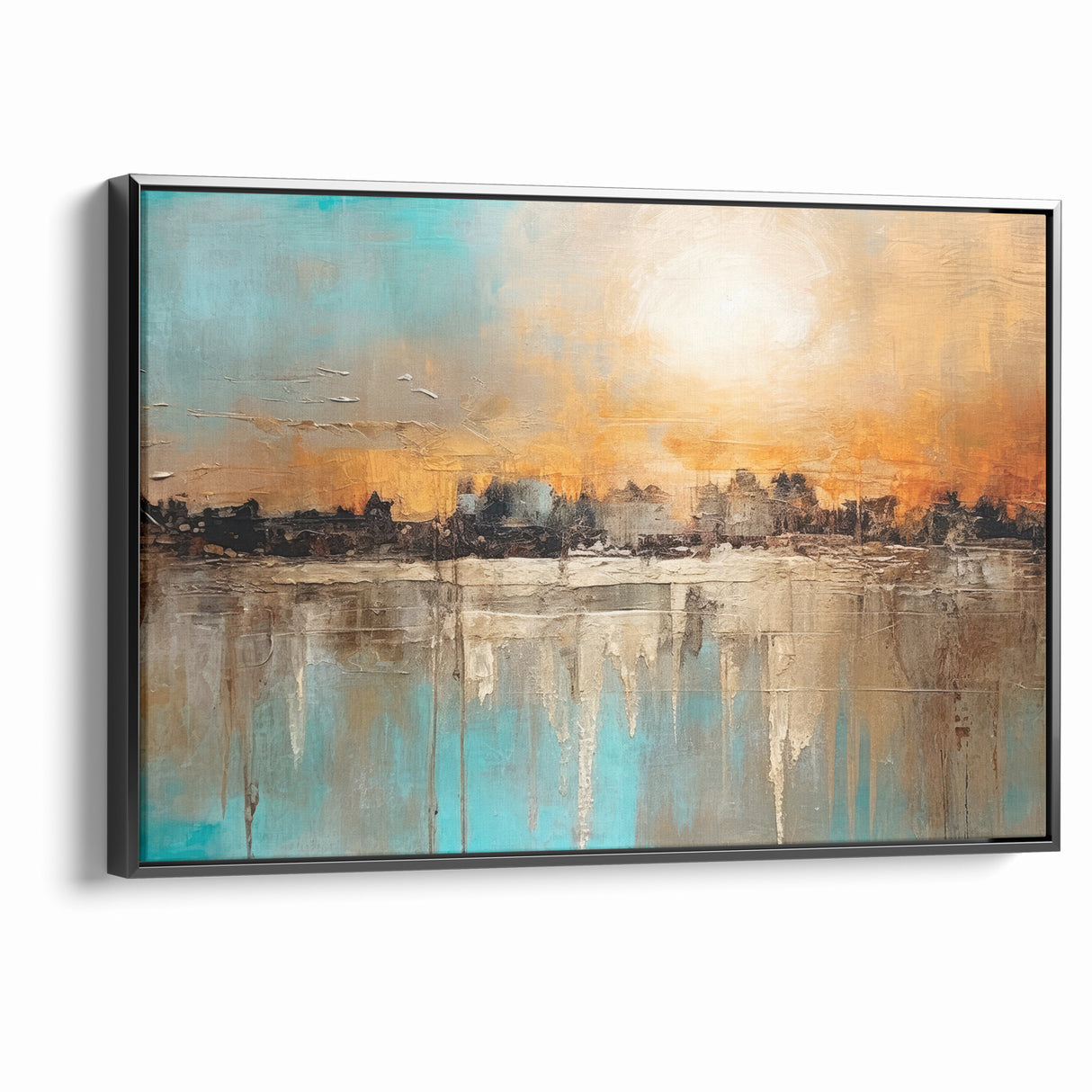 Modern Landscape Abstract - Vibrant Sunset Over Textured Cityscape Wall Art