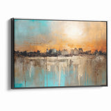 Modern Landscape Abstract - Vibrant Sunset Over Textured Cityscape Wall Art