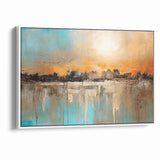 Modern Landscape Abstract - Vibrant Sunset Over Textured Cityscape Wall Art
