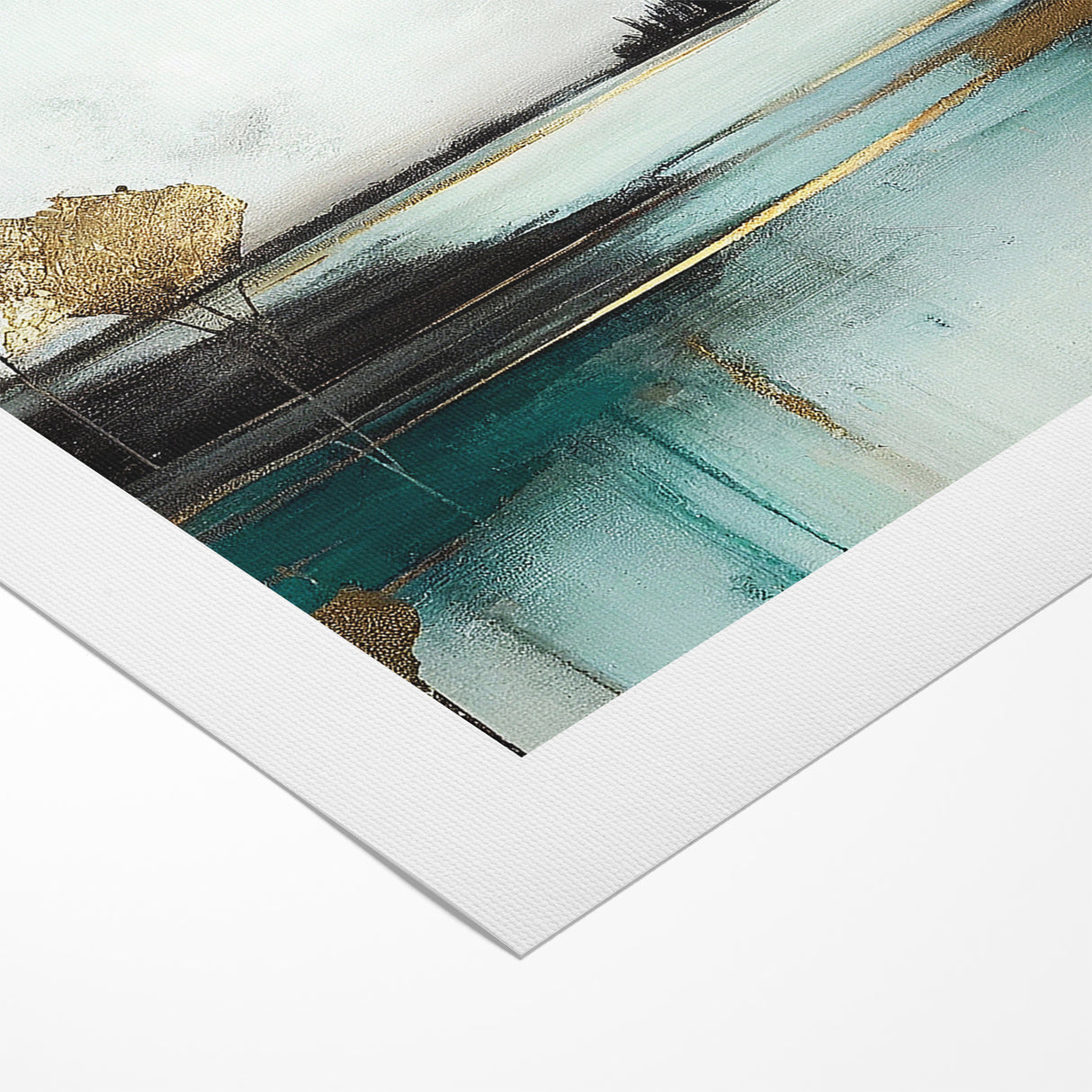 Abstract Landscape Art - Golden Trees and Serene Waters Wall Art