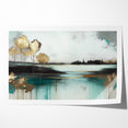Abstract Landscape Art - Golden Trees and Serene Waters Wall Art