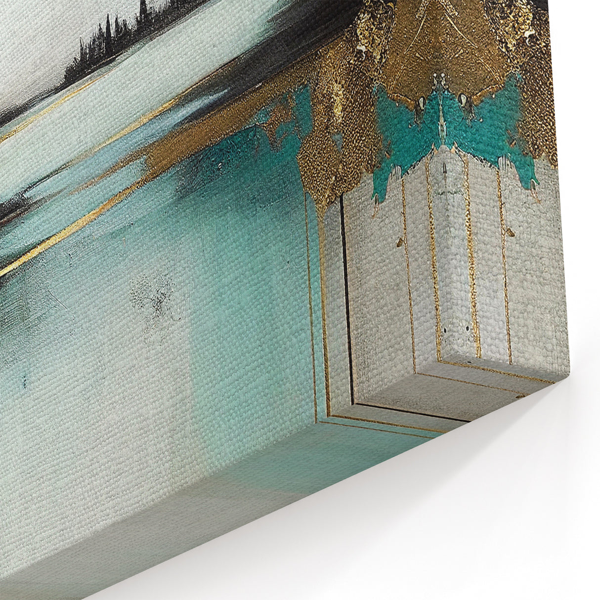 Abstract Landscape Art - Golden Trees and Serene Waters Wall Art