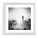 Modern Landscape Abstract - Monochromatic Misty Cityscape Wall Art