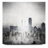Modern Landscape Abstract - Monochromatic Misty Cityscape Wall Art
