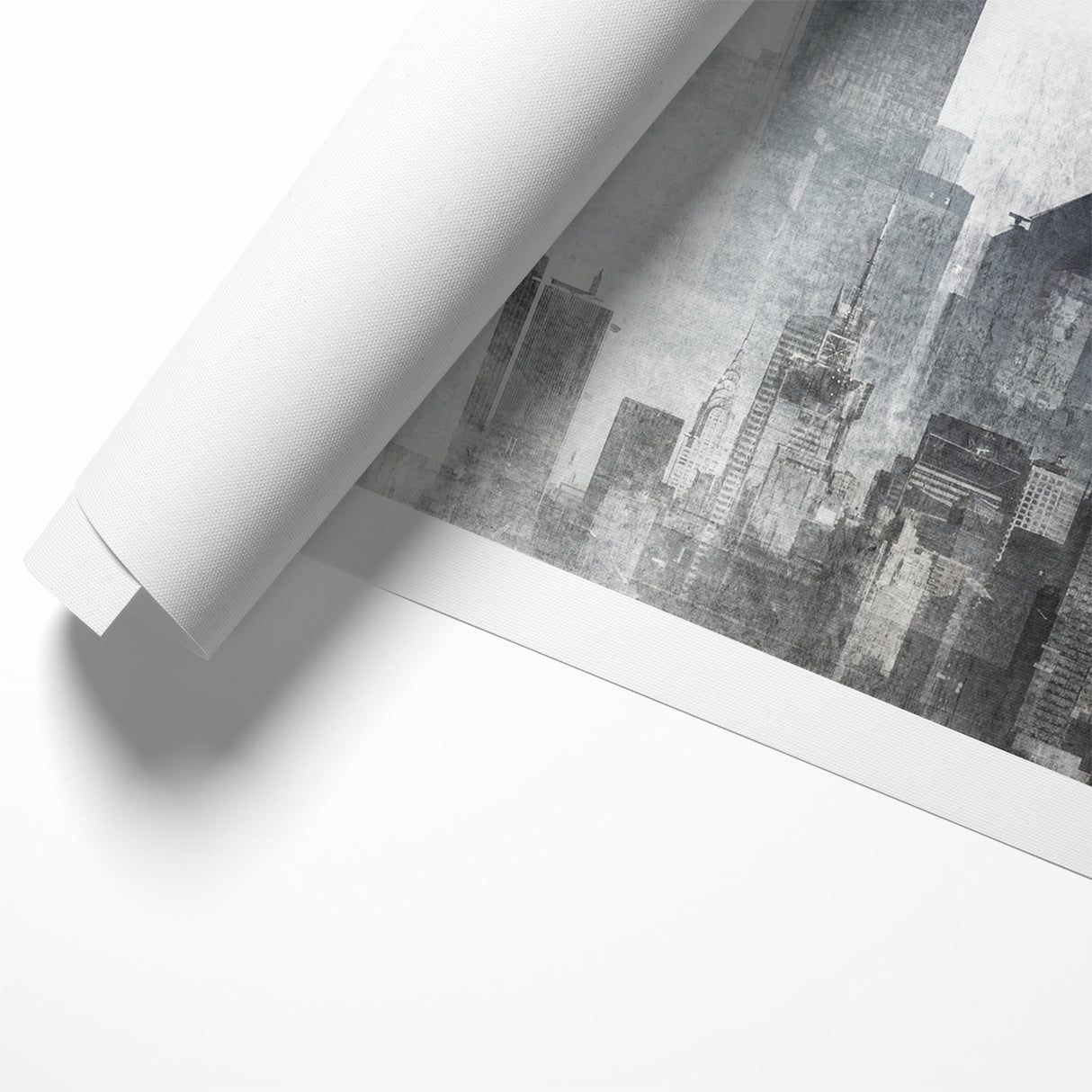Modern Landscape Abstract - Monochromatic Misty Cityscape Wall Art