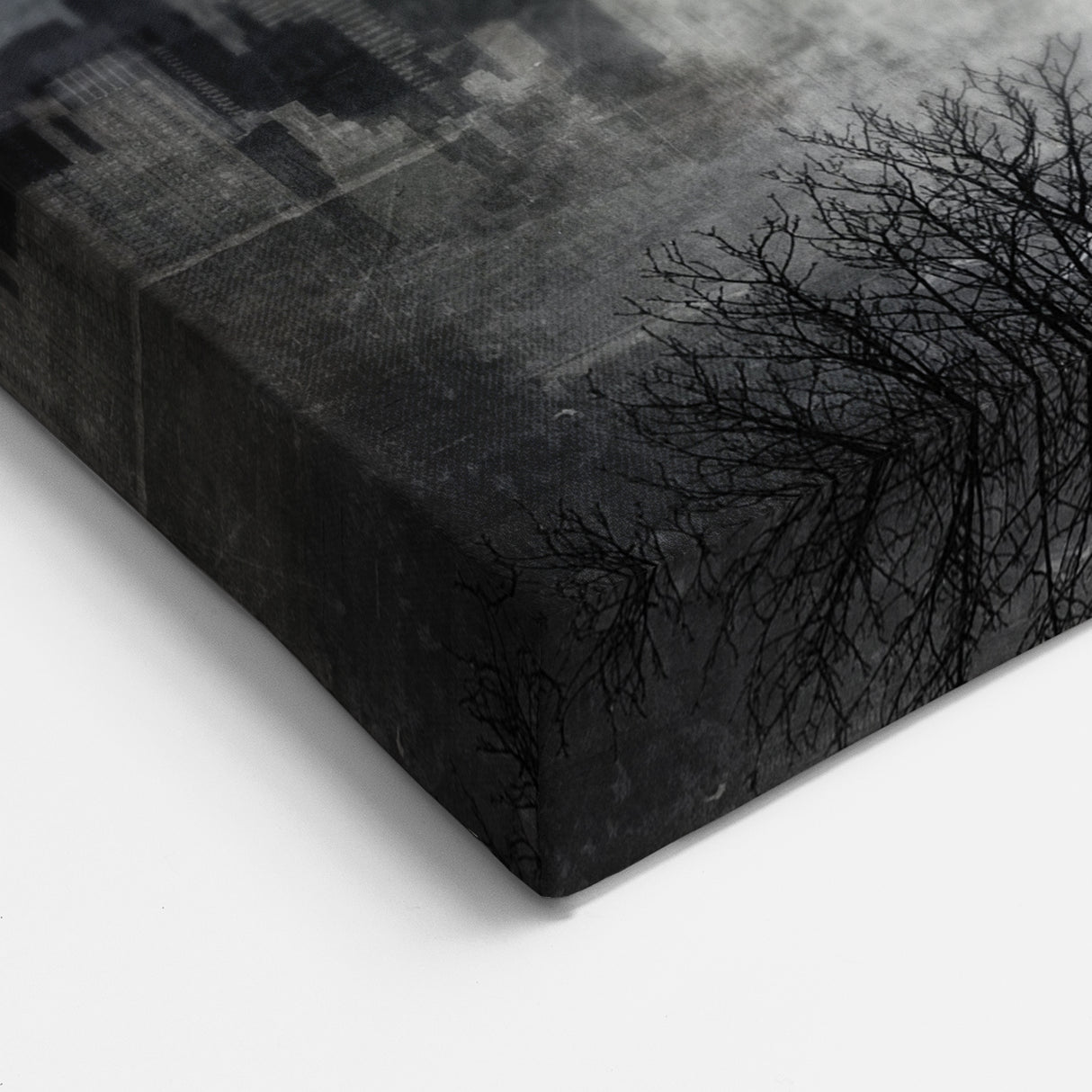 Modern Landscape Abstract - Monochromatic Misty Cityscape Wall Art
