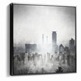 Modern Landscape Abstract - Monochromatic Misty Cityscape Wall Art