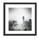 Modern Landscape Abstract - Monochromatic Misty Cityscape Wall Art