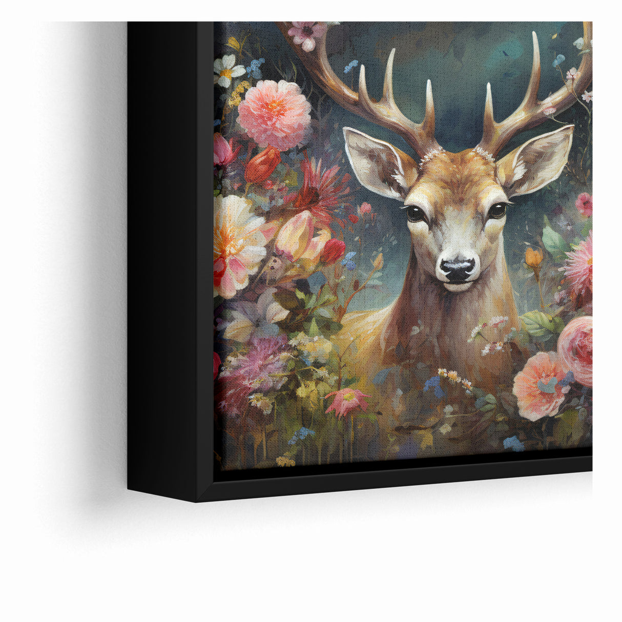 Graceful Antelope with Vibrant Floral Surroundings - Stunning Wall Art