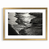 Abstract Nature Prints - Shimmering Black and White Beach Waves Wall Art