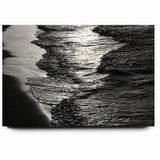 Abstract Nature Prints - Shimmering Black and White Beach Waves Wall Art