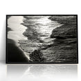 Abstract Nature Prints - Shimmering Black and White Beach Waves Wall Art