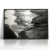 Abstract Nature Prints - Shimmering Black and White Beach Waves Wall Art