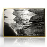 Abstract Nature Prints - Shimmering Black and White Beach Waves Wall Art