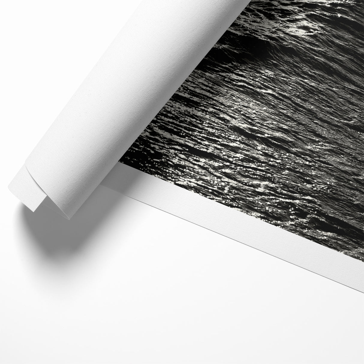 Abstract Nature Prints - Shimmering Black and White Beach Waves Wall Art