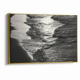 Abstract Nature Prints - Shimmering Black and White Beach Waves Wall Art