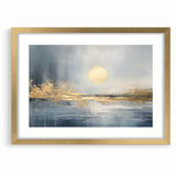Abstract Landscape Art - Golden Sun Over Tranquil Horizon Wall Art
