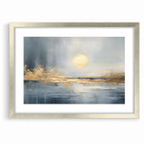 Abstract Landscape Art - Golden Sun Over Tranquil Horizon Wall Art