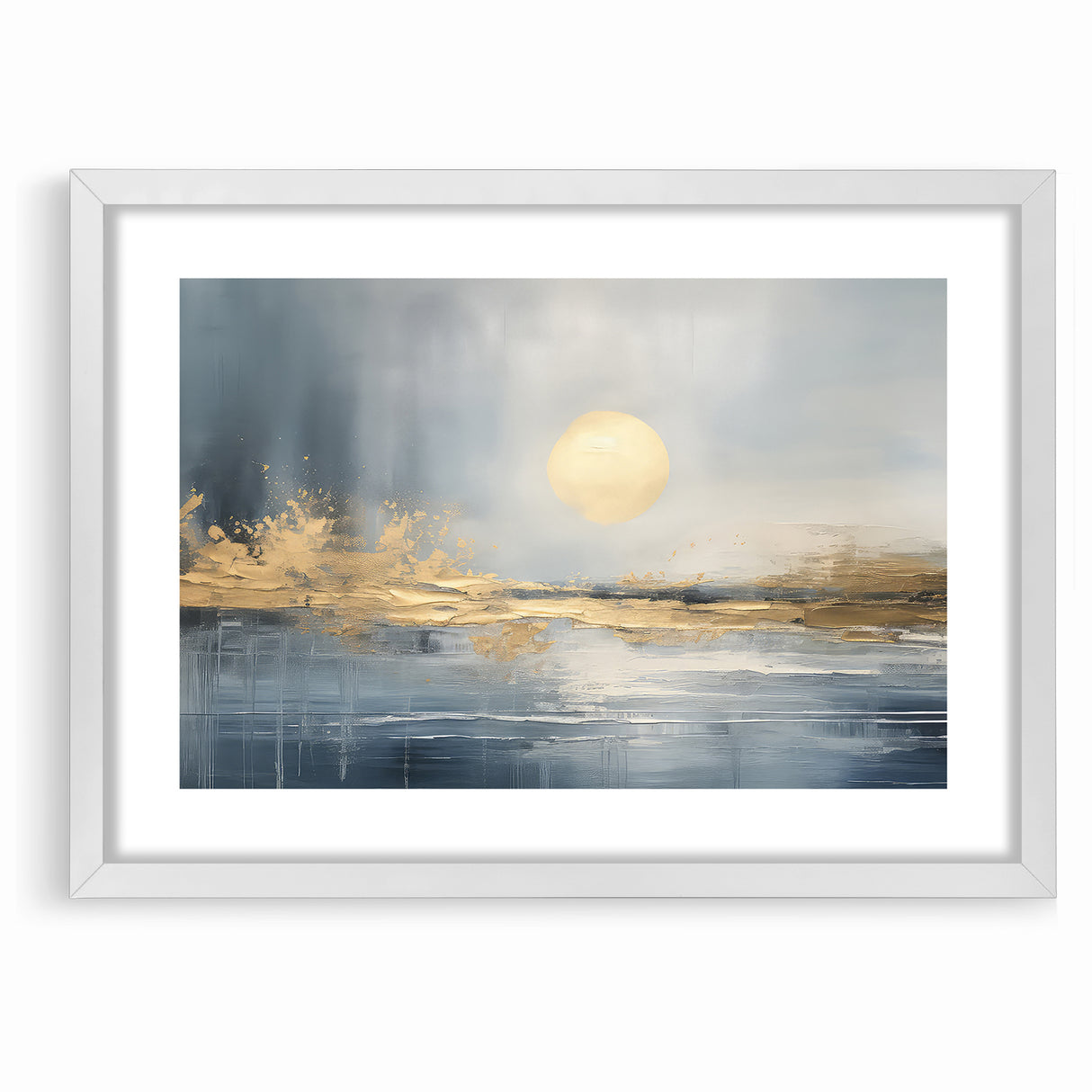 Abstract Landscape Art - Golden Sun Over Tranquil Horizon Wall Art