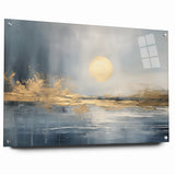Abstract Landscape Art - Golden Sun Over Tranquil Horizon Wall Art
