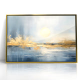 Abstract Landscape Art - Golden Sun Over Tranquil Horizon Wall Art