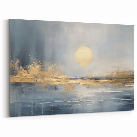 Abstract Landscape Art - Golden Sun Over Tranquil Horizon Wall Art