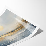 Abstract Landscape Art - Golden Sun Over Tranquil Horizon Wall Art