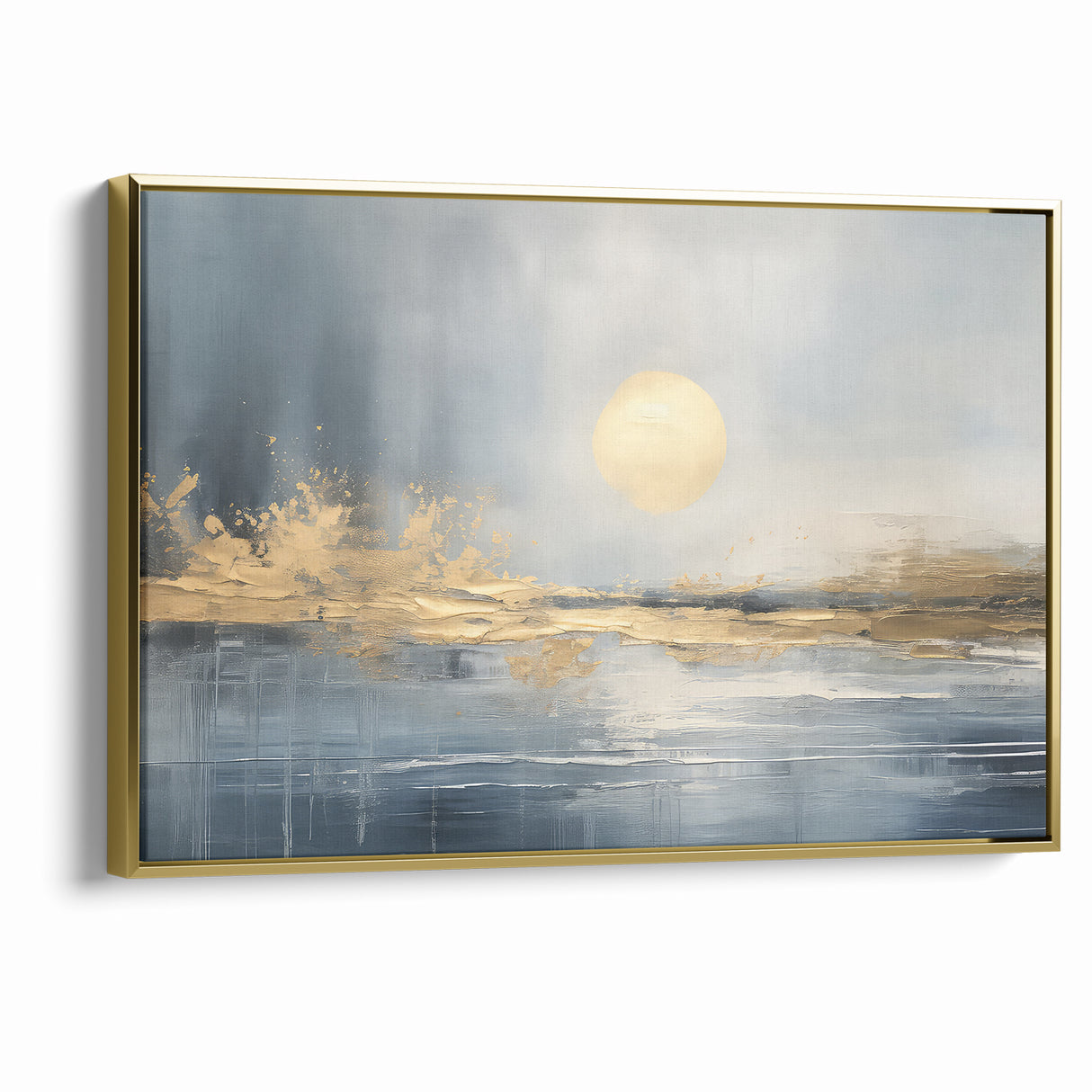 Abstract Landscape Art - Golden Sun Over Tranquil Horizon Wall Art