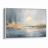 Abstract Landscape Art - Golden Sun Over Tranquil Horizon Wall Art