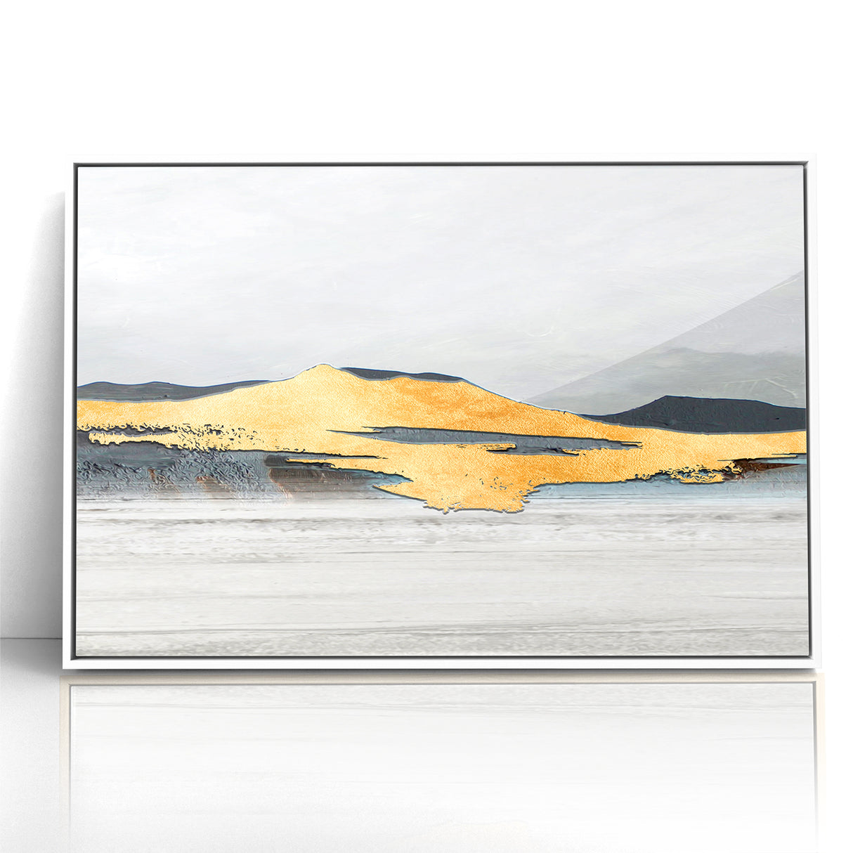 Modern Landscape Abstract - Golden Mountain on Soft Horizon Wall Art