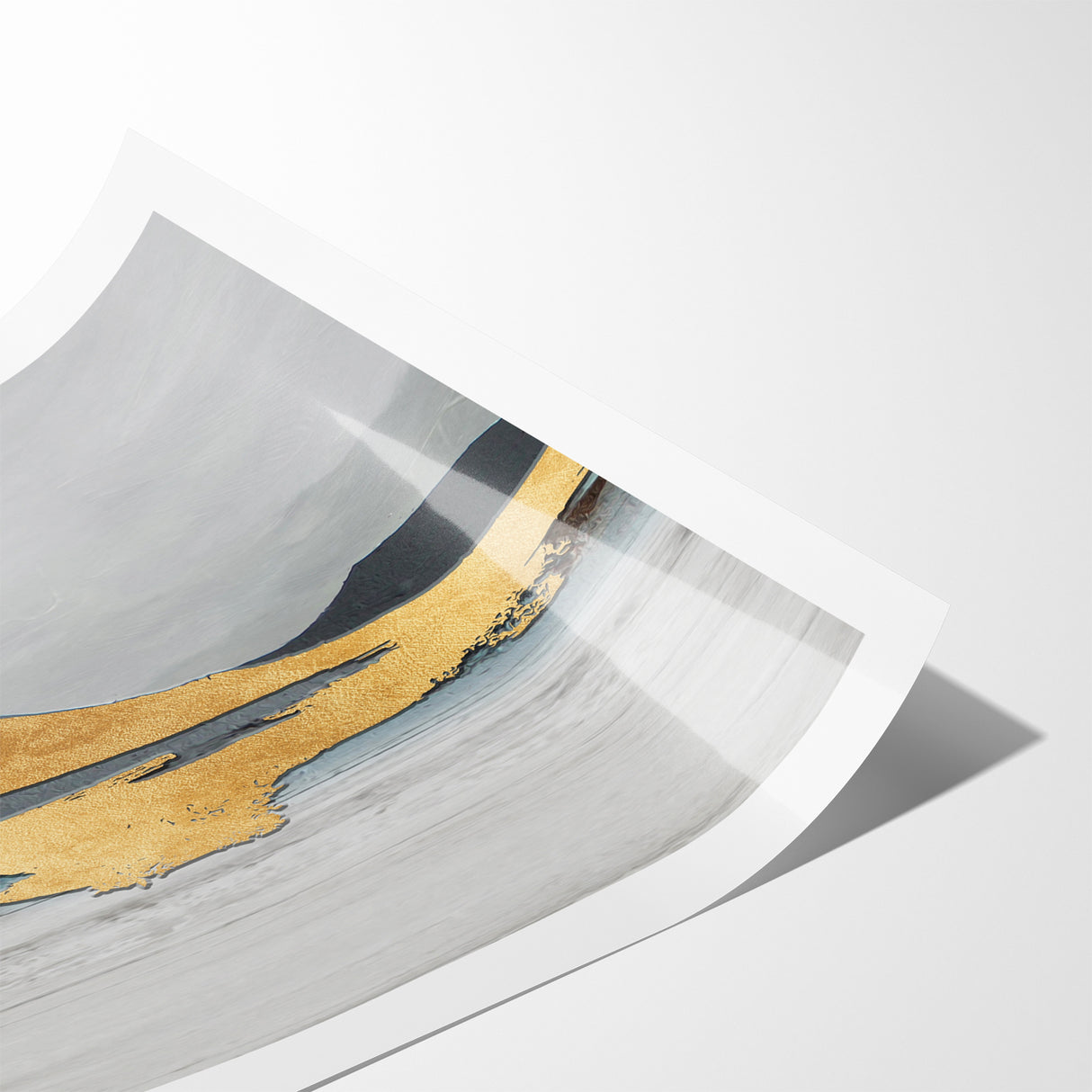 Modern Landscape Abstract - Golden Mountain on Soft Horizon Wall Art