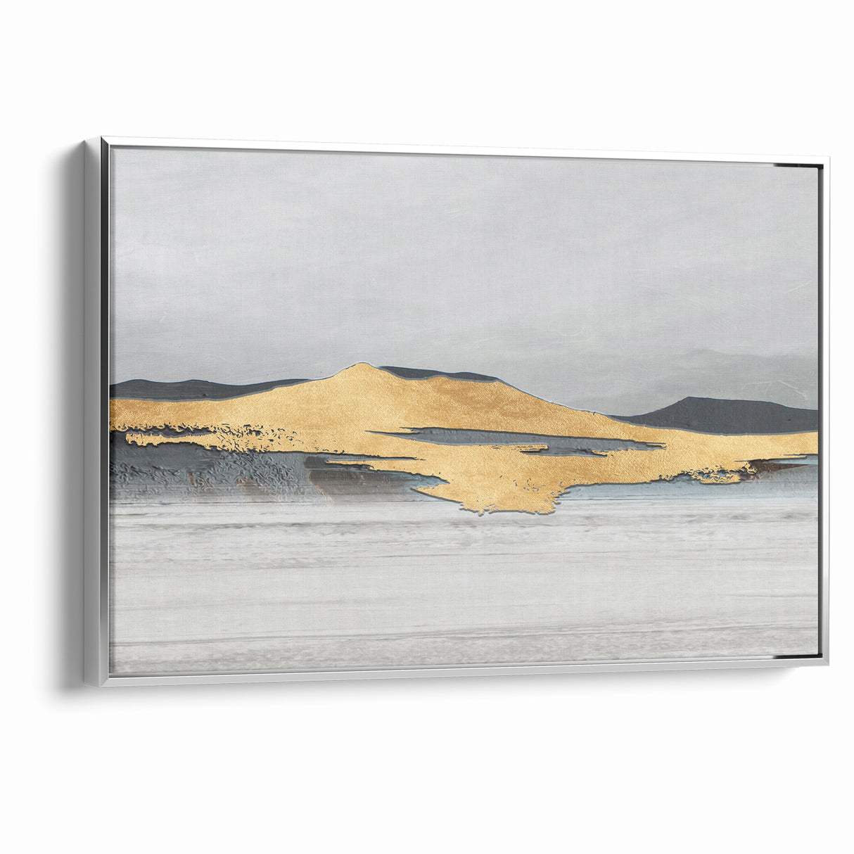Modern Landscape Abstract - Golden Mountain on Soft Horizon Wall Art
