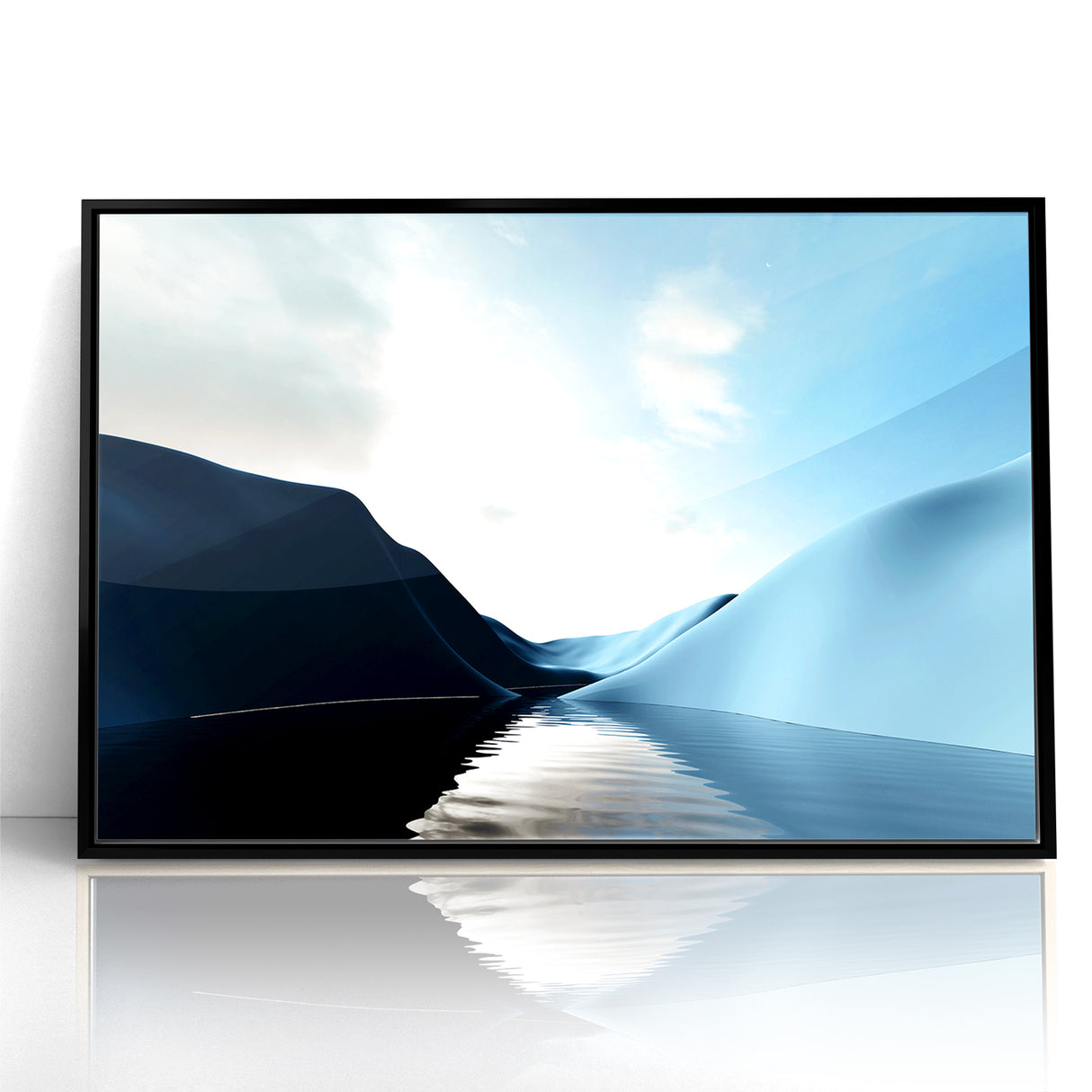 Modern Landscape Abstract Art - Serene Blue Hills Wall Decor