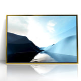 Modern Landscape Abstract Art - Serene Blue Hills Wall Decor