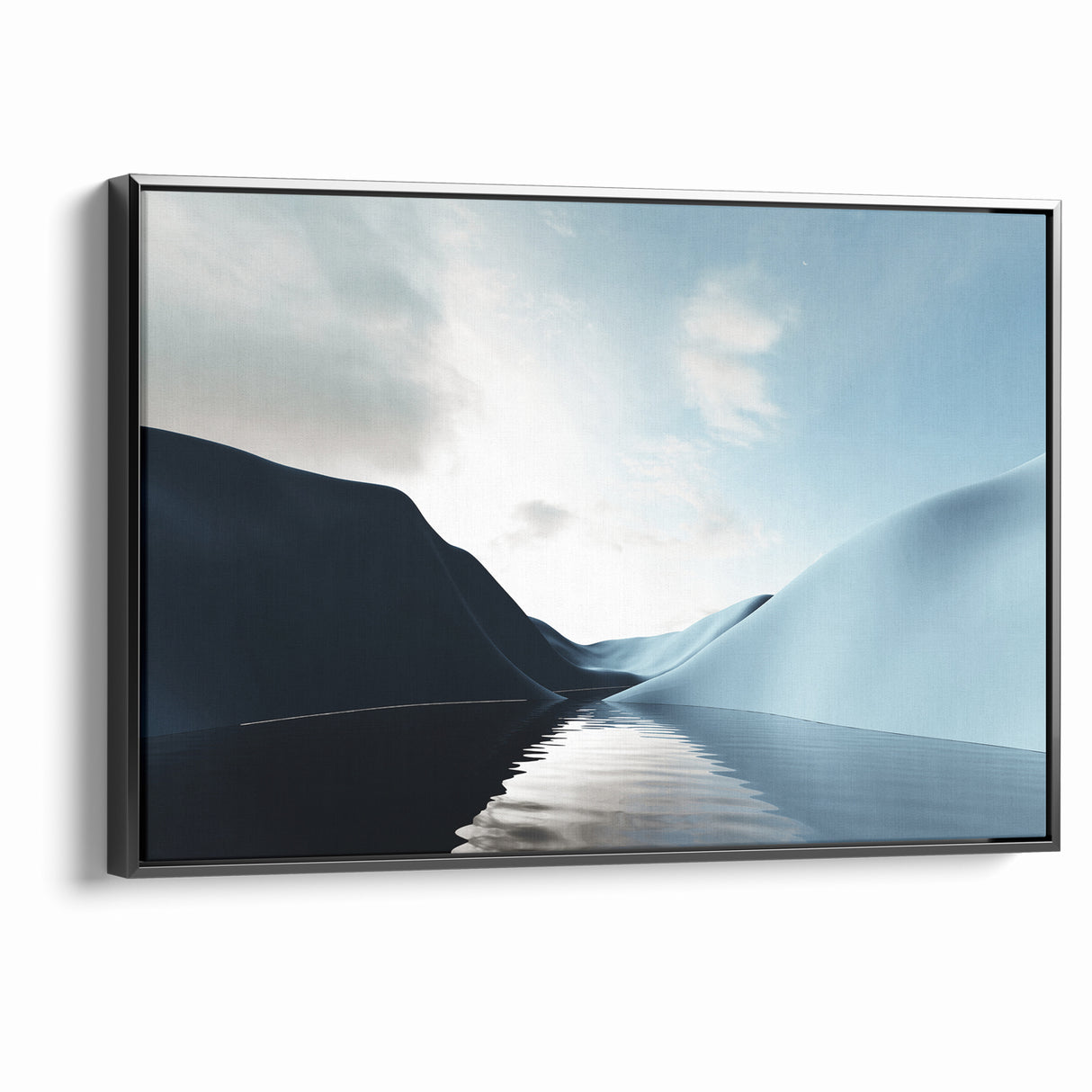 Modern Landscape Abstract Art - Serene Blue Hills Wall Decor