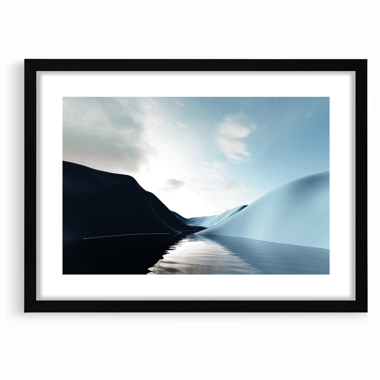 Modern Landscape Abstract Art - Serene Blue Hills Wall Decor