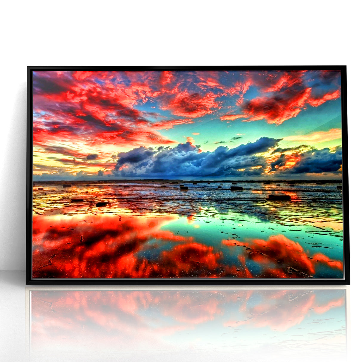 Colorful Abstract Landscapes - Dramatic Sunset Reflection Wall Art